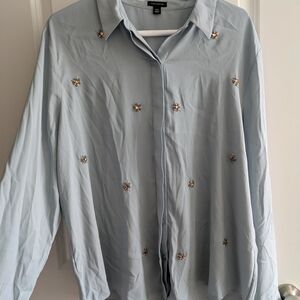 Ann Taylor Light Blue Men's Shirt with Embellishments